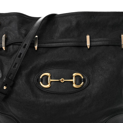 Gucci Sakai Calfskin Horsebit 1955 Cinch Top Messenger Bag Black 8 of 10