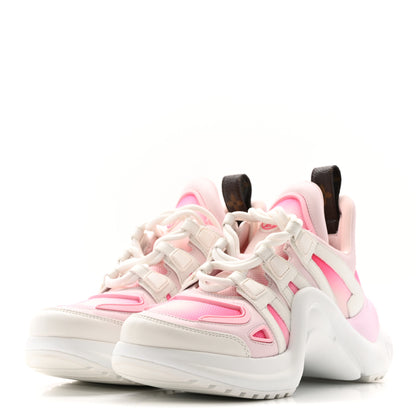 Louis Vuitton Calfskin Technical Nylon LV Archlight Sneakers 37 White Pink 4 of 11