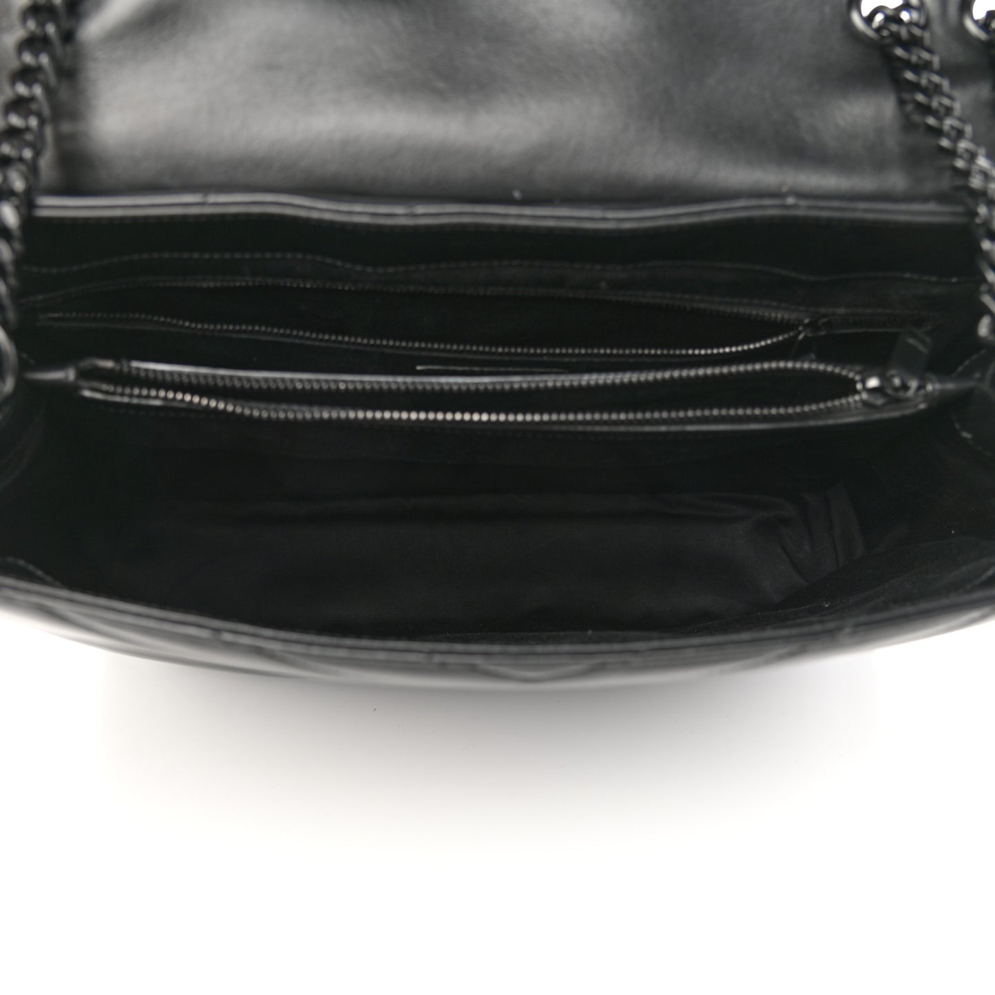 Calfskin Y Quilted Monogram Large Loulou Chain Satchel Black