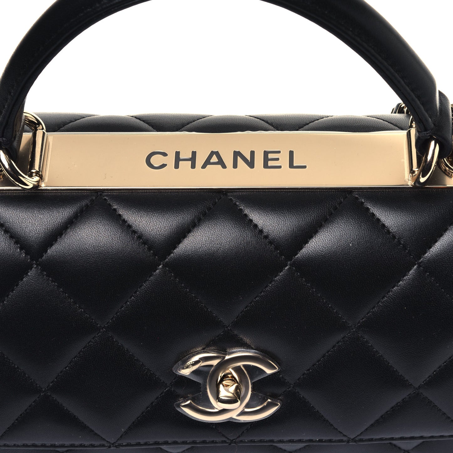 Lambskin Quilted Small Trendy CC Dual Handle Flap Bag Black