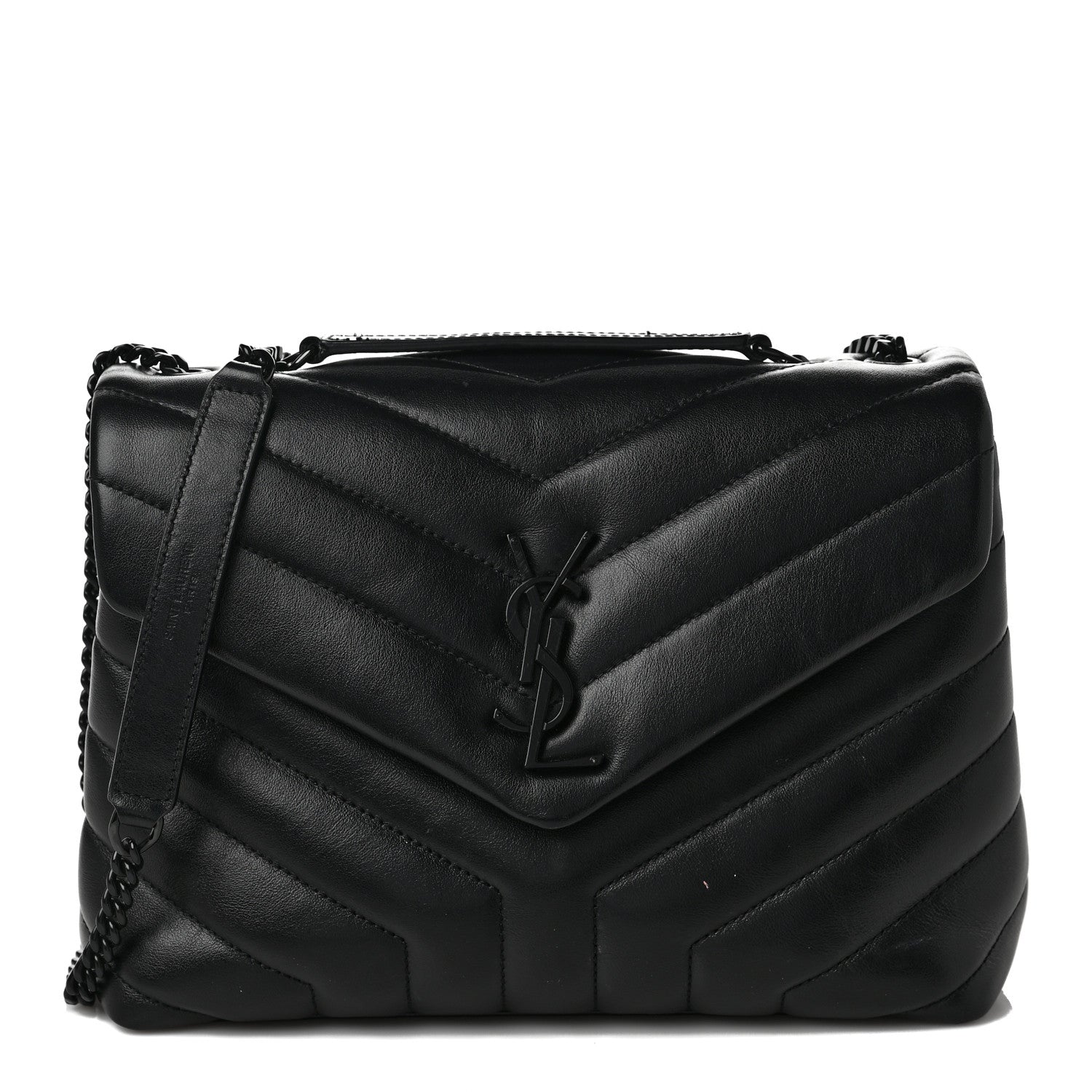 Saint Laurent Calfskin Y Quilted Monogram Monochrome Small Loulou Chain Satchel Black 1 of 14