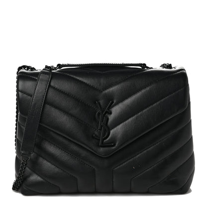 Saint Laurent Calfskin Y Quilted Monogram Monochrome Small Loulou Chain Satchel Black 1 of 14