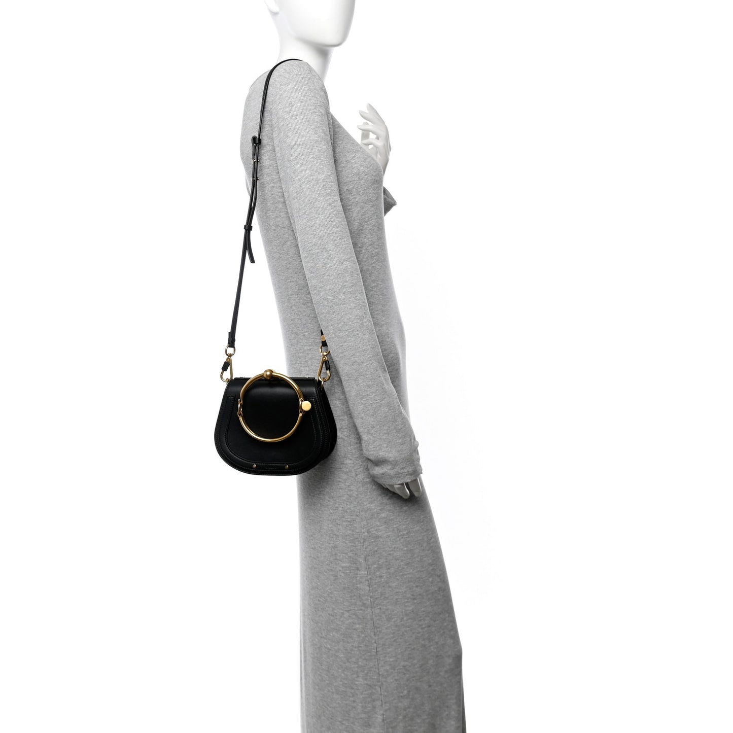 Calfskin Suede Small Nile Bracelet Bag Black