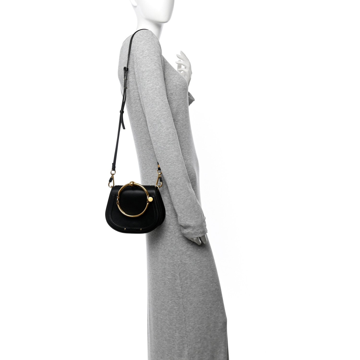 Chloe Calfskin Suede Small Nile Bracelet Bag Black 2 of 10