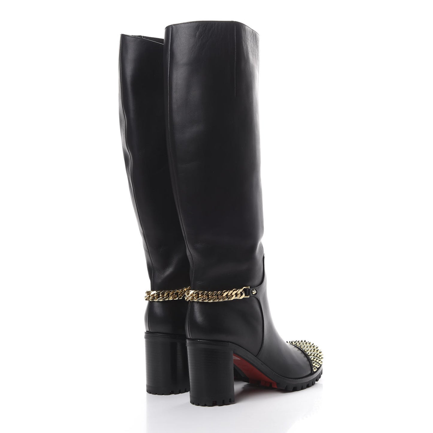 Calfskin Napaleona 70 Spikes Boots 40 Black