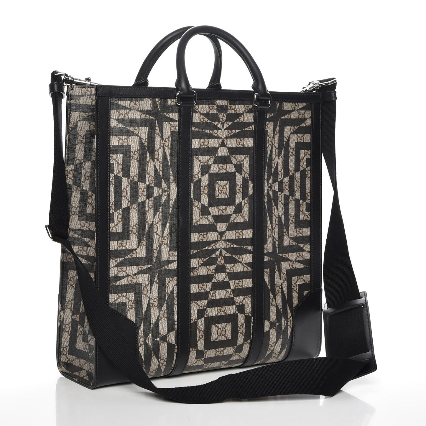 GG Supreme Monogram Caleido Vertical Tote Black