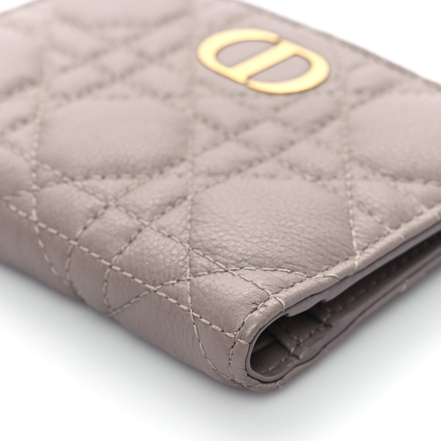 Grained Calfskin Supple Cannage Caro Dahlia Wallet Taupe