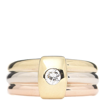 Cartier 18K Pink Yellow White Gold Diamond Solitaire Trinity Ring 54 6.75 1 of 6