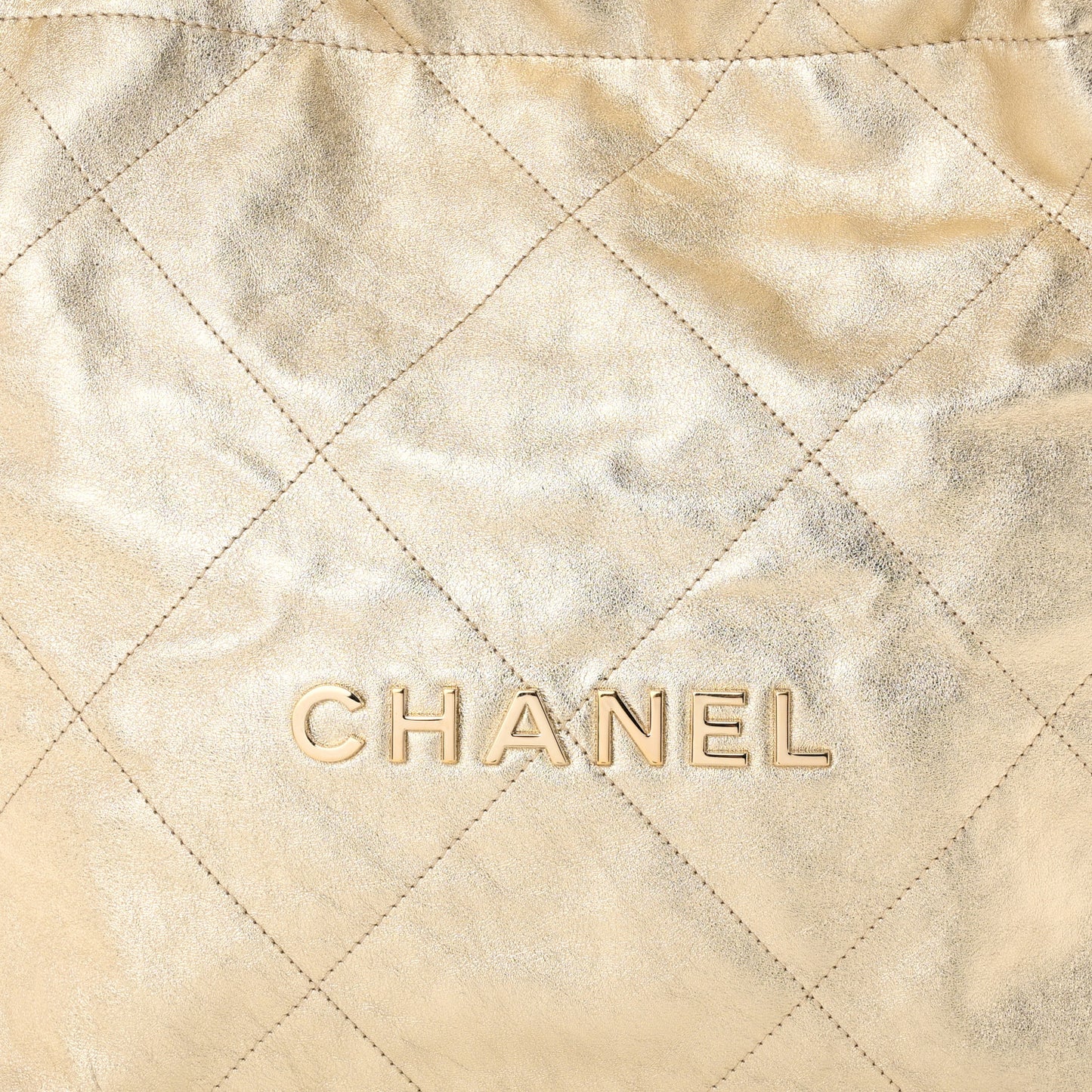 Metallic Calfskin Quilted Small Chanel 22 Light Gold