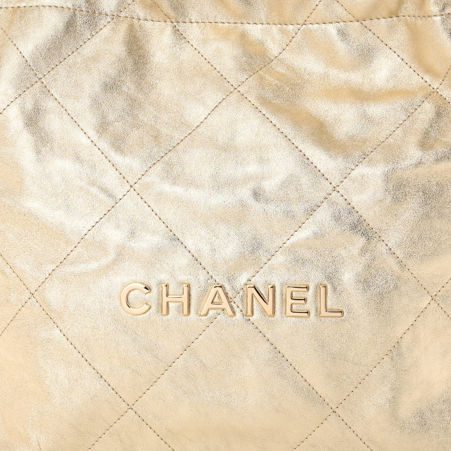 Chanel Metallic Calfskin Quilted Small Chanel 22 Light Gold 9 of 13