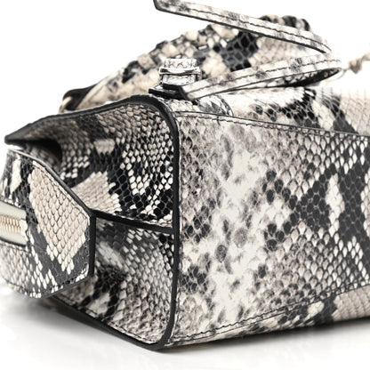 Balenciaga Grained Calfskin Snake Effect Neo Classic Silver Hardware Mini City Black White 8 of 9