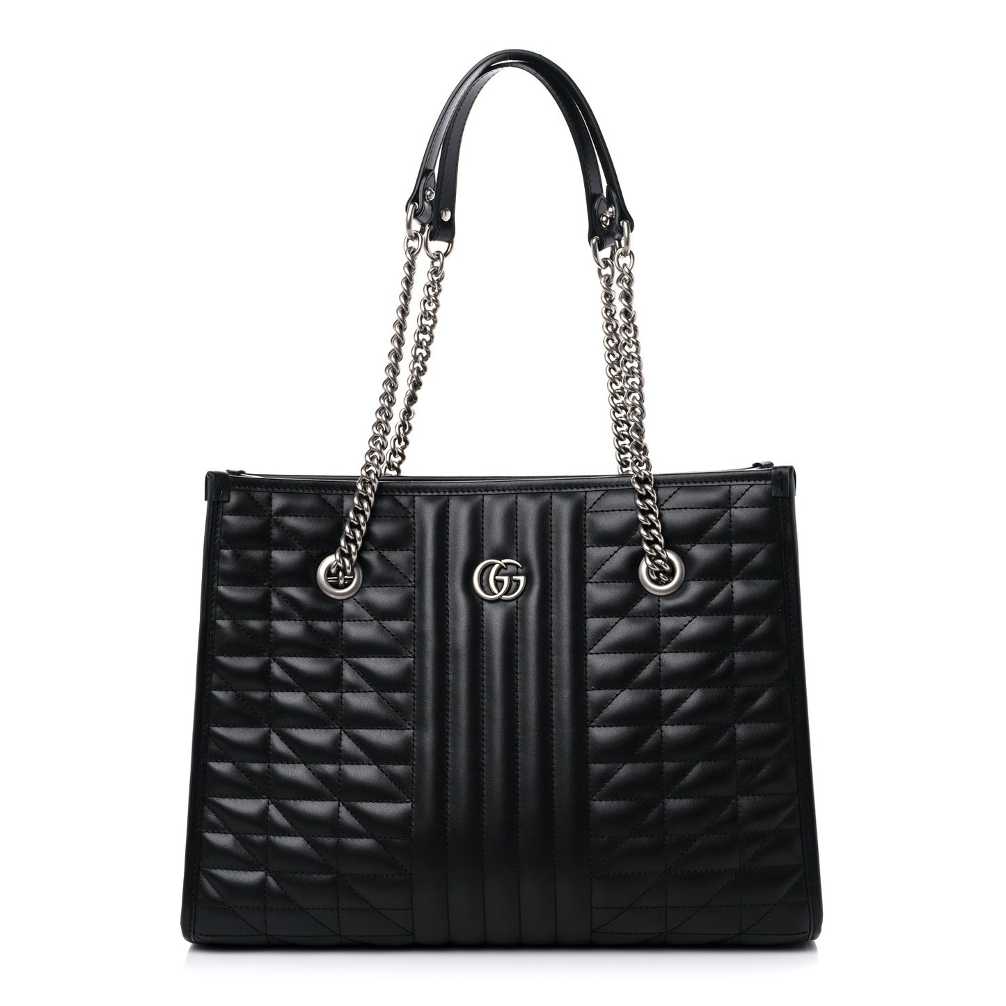 Calfskin Matelasse Aria Medium GG Marmont Shoulder Tote Black