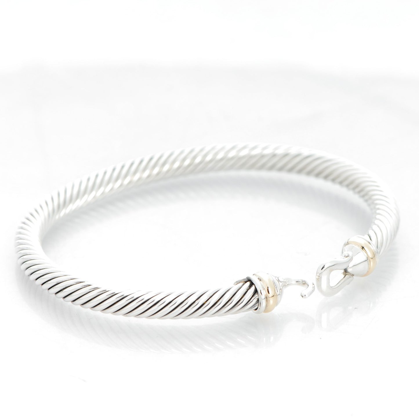 Sterling Silver 18K Yellow Gold 5mm Cable Classic Buckle Bracelet