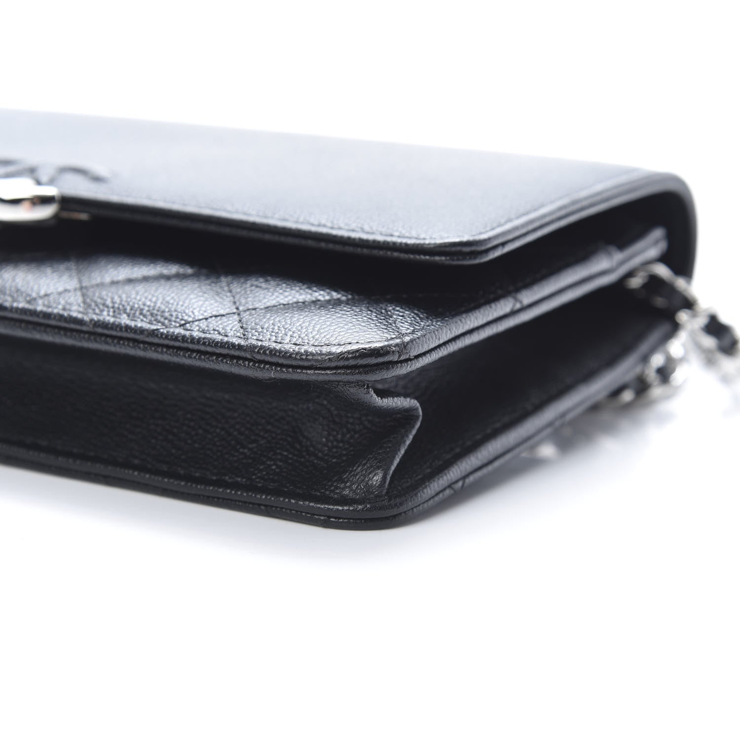 Chanel Grained Calfskin Quilted CC Box Wallet On Chain WOC Black 11 of 13