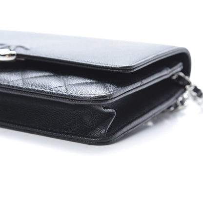 Chanel Grained Calfskin Quilted CC Box Wallet On Chain WOC Black 11 of 13