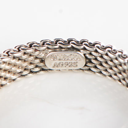 Tiffany Sterling Silver Diamond Narrow Somerset Ring 49 4.75 4 of 5