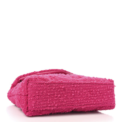 Saint Laurent Boucle Tweed Quilted Loulou Puffer Monogram Pouch Clutch Magenta 5 of 11
