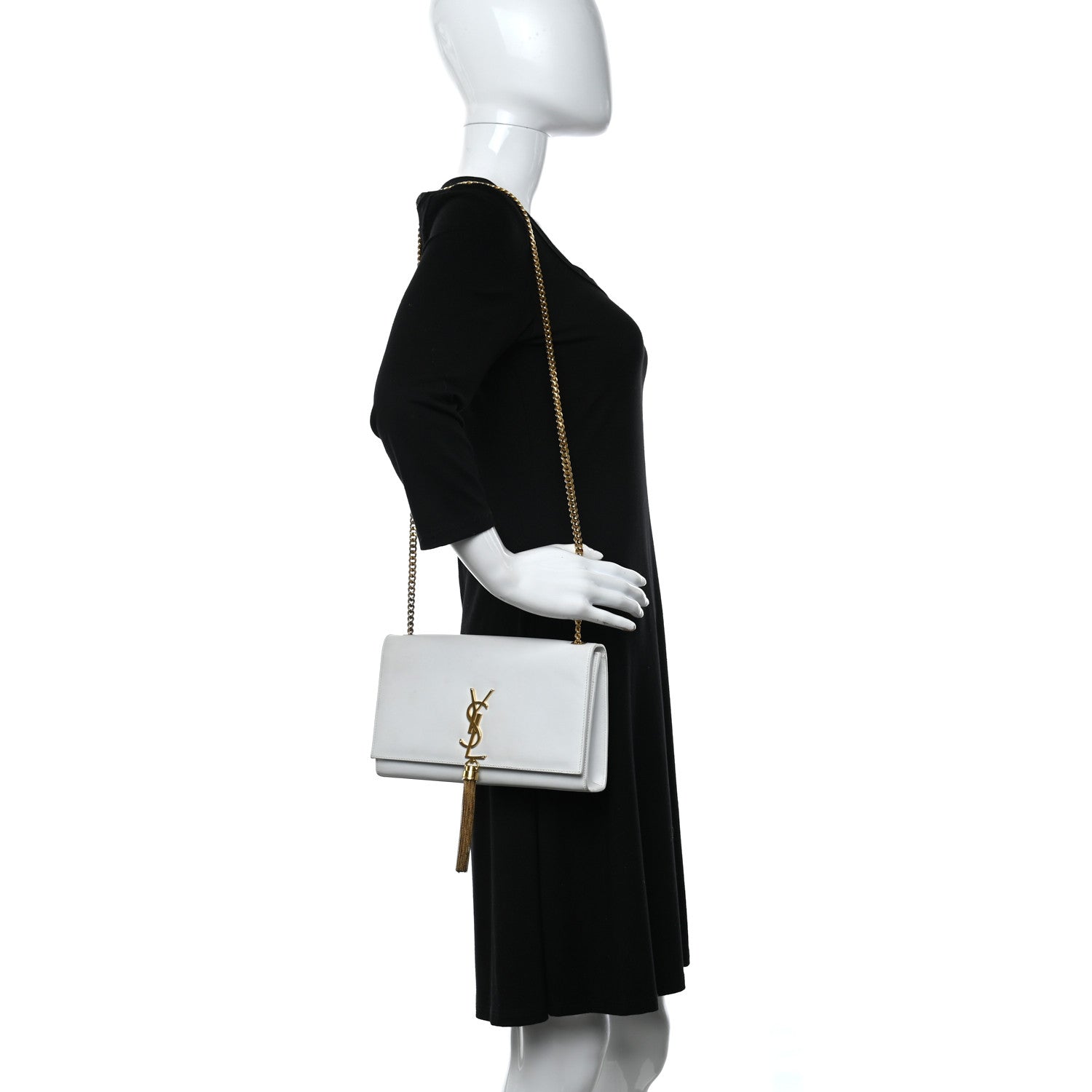 Saint Laurent Smooth Calfskin Medium Classic Monogram Kate Tassel Satchel White 2 of 10