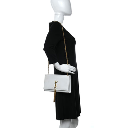 Saint Laurent Smooth Calfskin Medium Classic Monogram Kate Tassel Satchel White 2 of 10