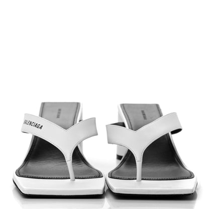 Balenciaga Soft Nappa Logo Double Square Flat 60mm Sandals 40 White Black 2 of 10