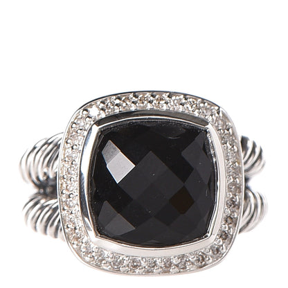 David Yurman Sterling Silver Diamond Black Onyx 11mm Albion Ring 54 7 1 of 5
