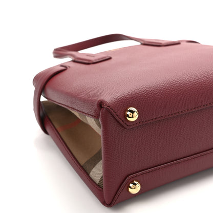 Burberry Grainy Calfskin House Check Small Banner Tote Crimson 12 of 14