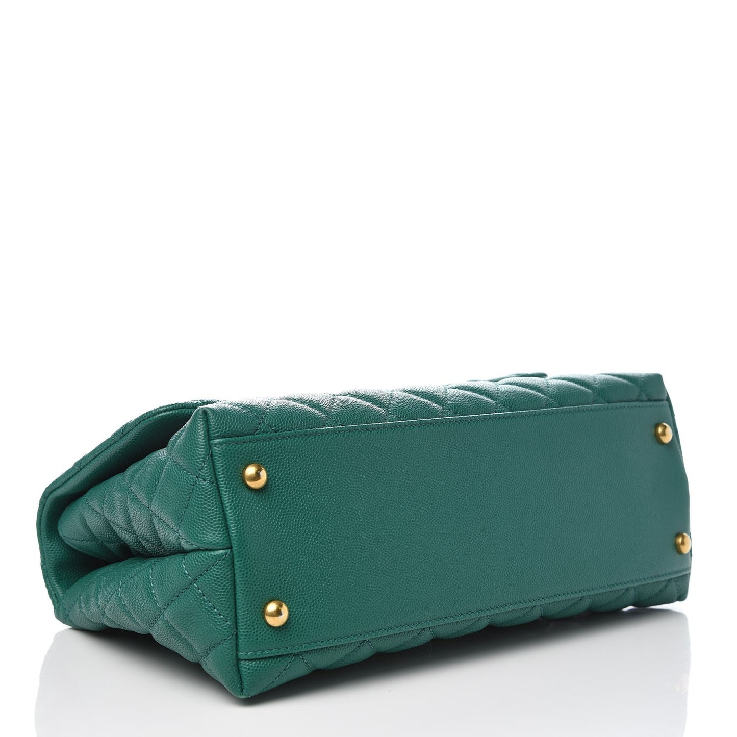 Caviar Quilted Small Coco Handle Flap Green