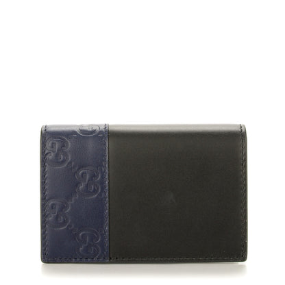 Gucci Guccissima Bi-Fold Card Case Black Blue 1 of 7
