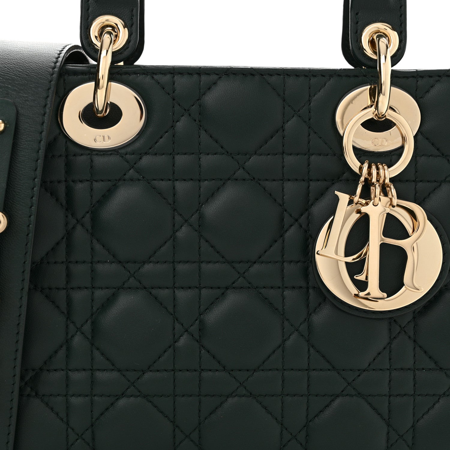 Christian Dior Lambskin Cannage Small My ABCDior Lady Dior Dark Green 8 of 10
