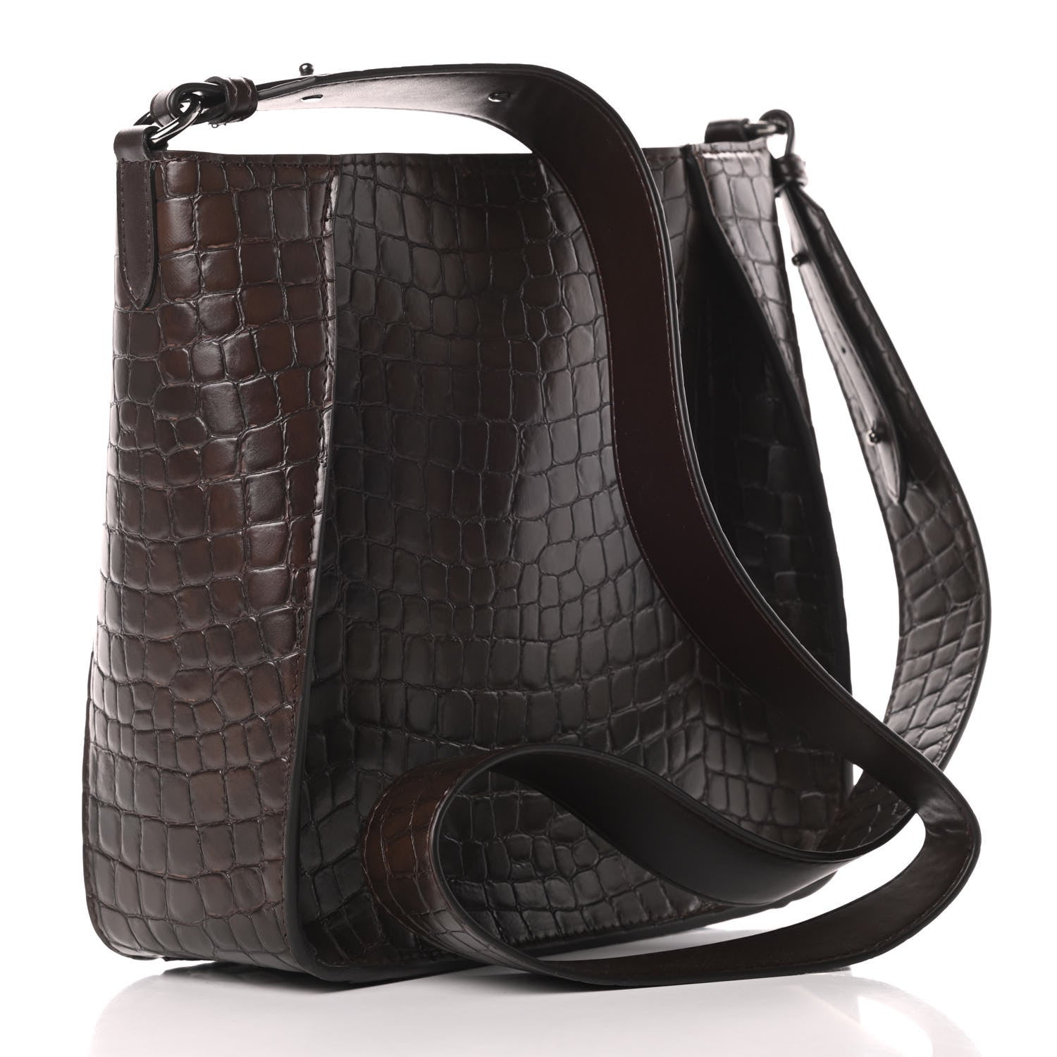 Stella McCartney Crocodile Embossed Studded Logo Mini Crossbody Mahogany 3 of 9