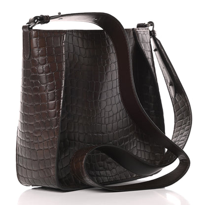 Stella McCartney Crocodile Embossed Studded Logo Mini Crossbody Mahogany 3 of 9