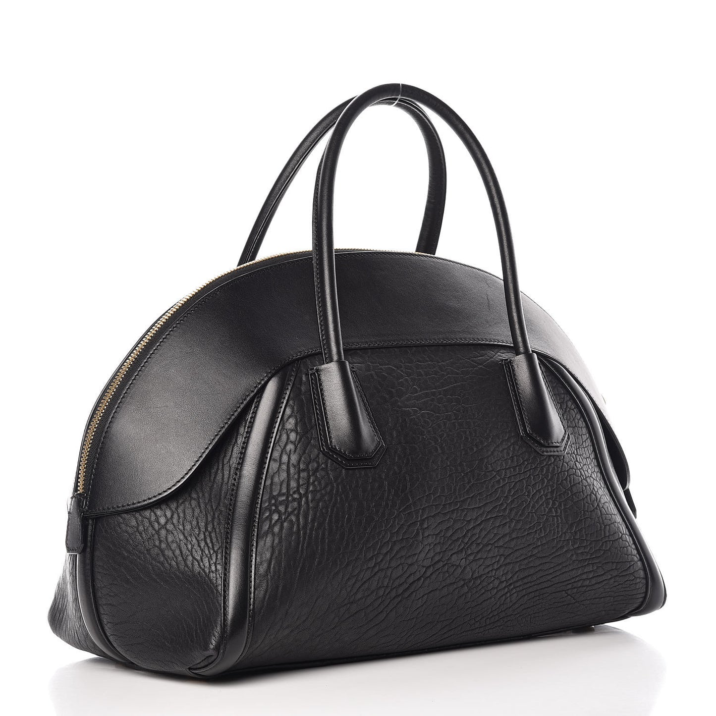 Calfskin Lambskin Marion Bowler Bag Black