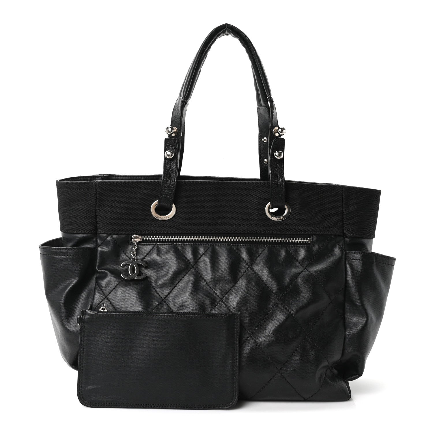 Chanel Coated Canvas Large Paris Biarritz Tote Black 3 of 11