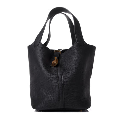 Hermes Taurillon Clemence Picotin Lock 22 MM Black 1 of 8