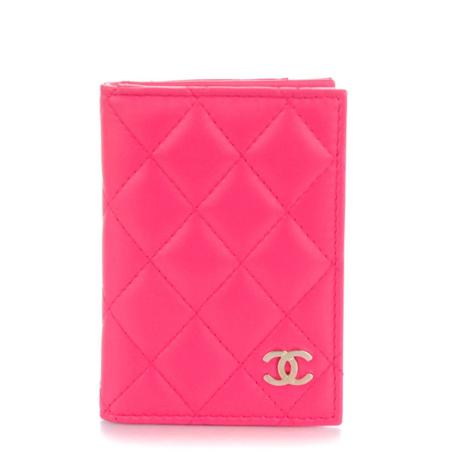 Chanel Lambskin Quilted Card Holder Wallet Fuchsia 1 of 7