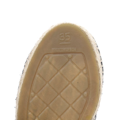 Chanel Tweed Patent Goatskin Sequin CC Espadrilles 35 Black 9 of 10