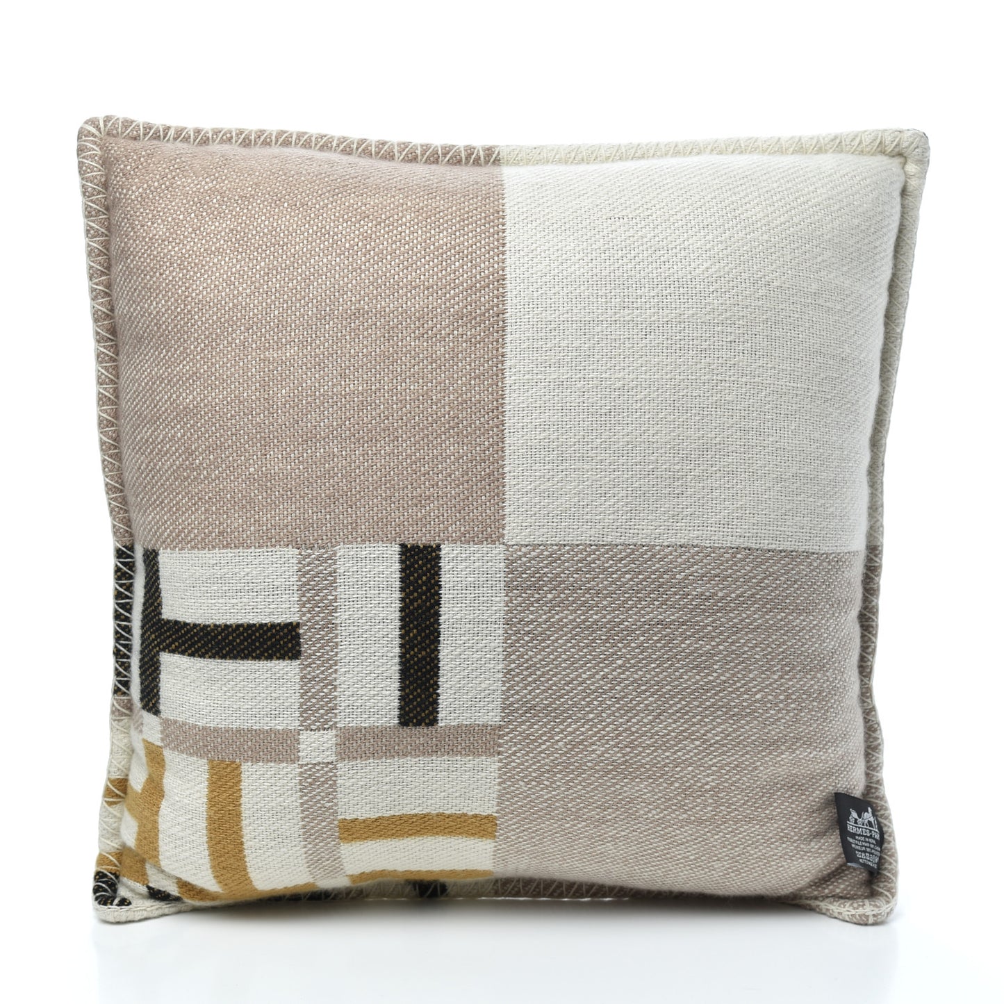 Wool Cashmere Avalon Facade Pillow Sable Ecru