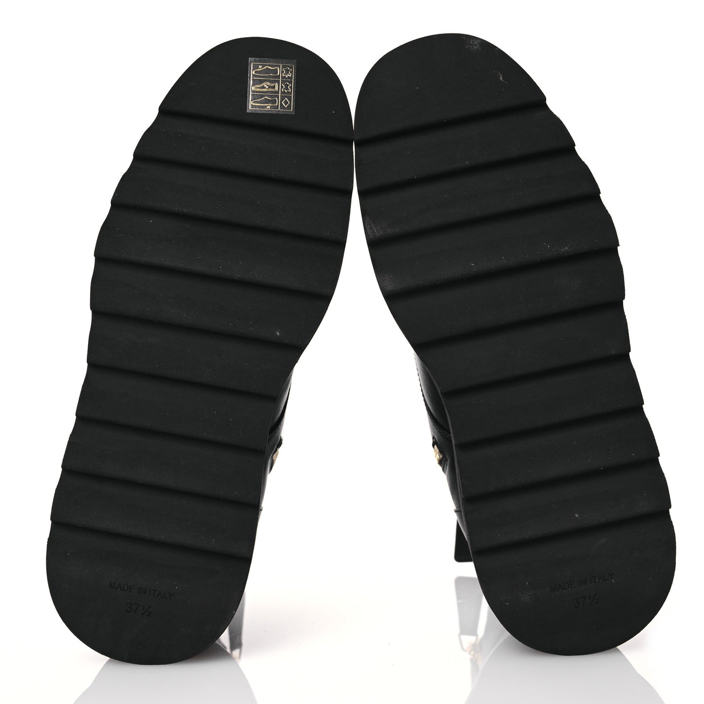 Lambskin Quilted Lace Up Wedge Combat Boots 37.5 Black