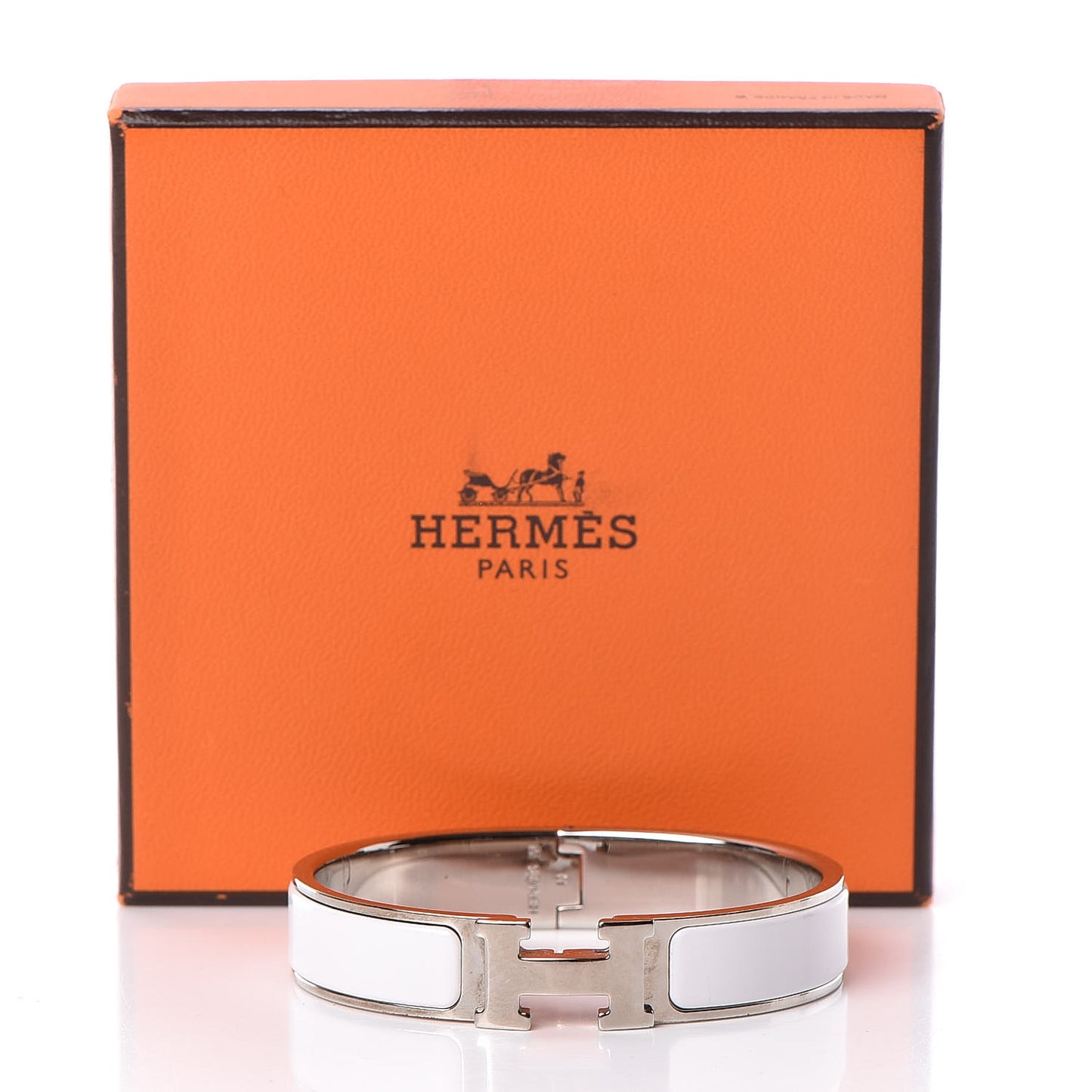 Enamel Narrow Clic Clac H Bracelet PM White