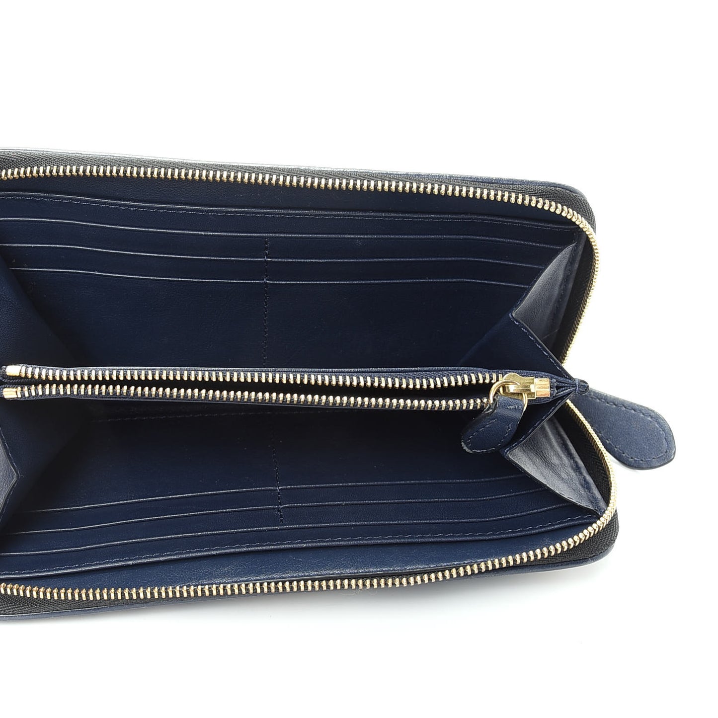 Haymarket Check Floral Print Zip Around Wallet Blue