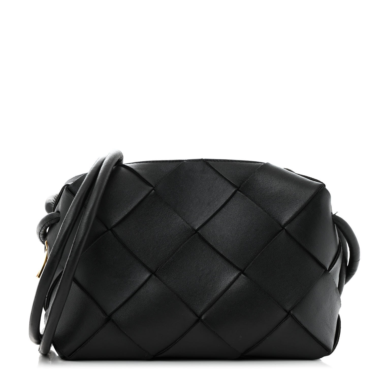 Bottega Veneta Lambskin Maxi Intrecciato Small Cassette Camera Bag Black 1 of 12