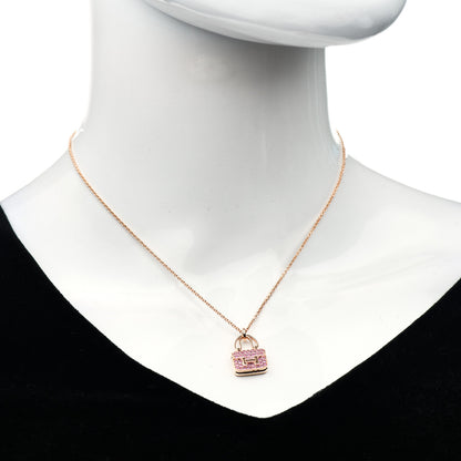 Hermes 18K Rose Gold Pink Sapphire Constance Amulettes Pendant Necklace 2 of 6