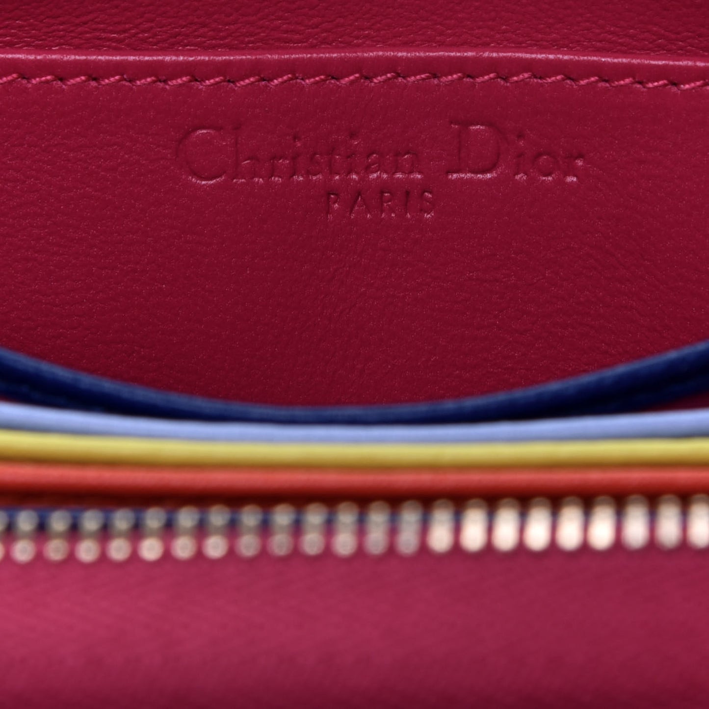 Lambskin Cannage Mini Lady Dior Zip Portemonnaie Fuchsia