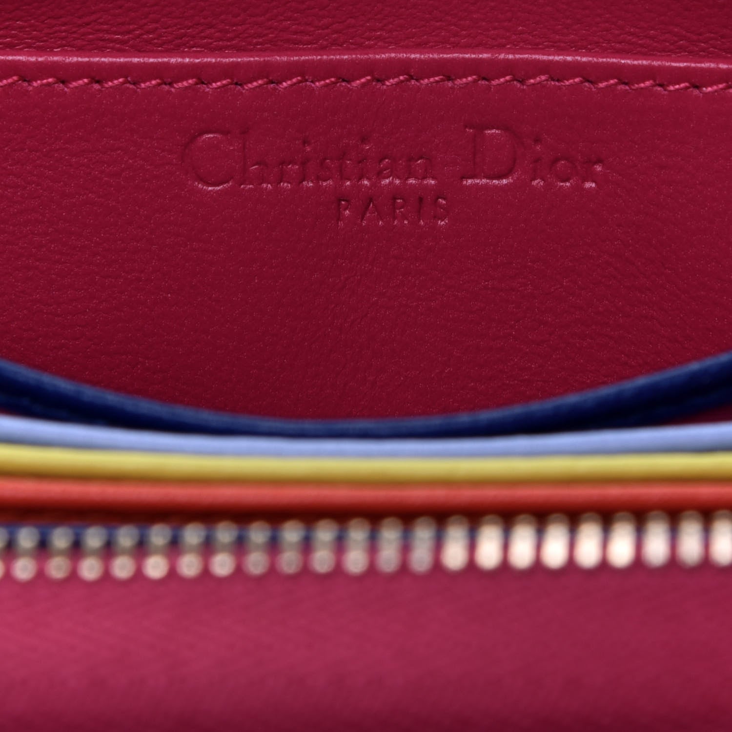 Christian Dior Lambskin Cannage Mini Lady Dior Zip Portemonnaie Fuchsia 6 of 8