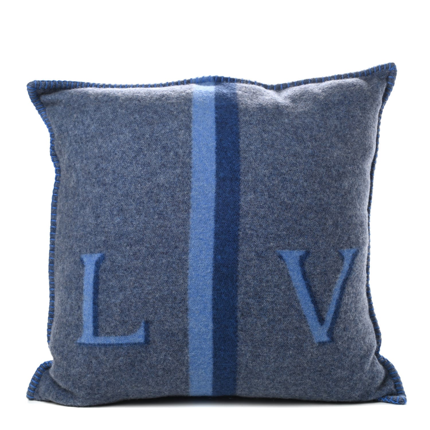 Louis Vuitton Wool Cashmere Cushion Pillow Blue Gray 1 of 3