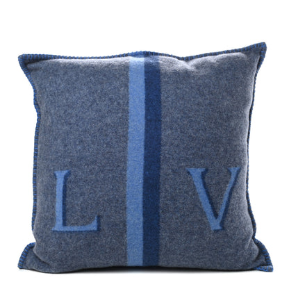 Louis Vuitton Wool Cashmere Cushion Pillow Blue Gray 1 of 3