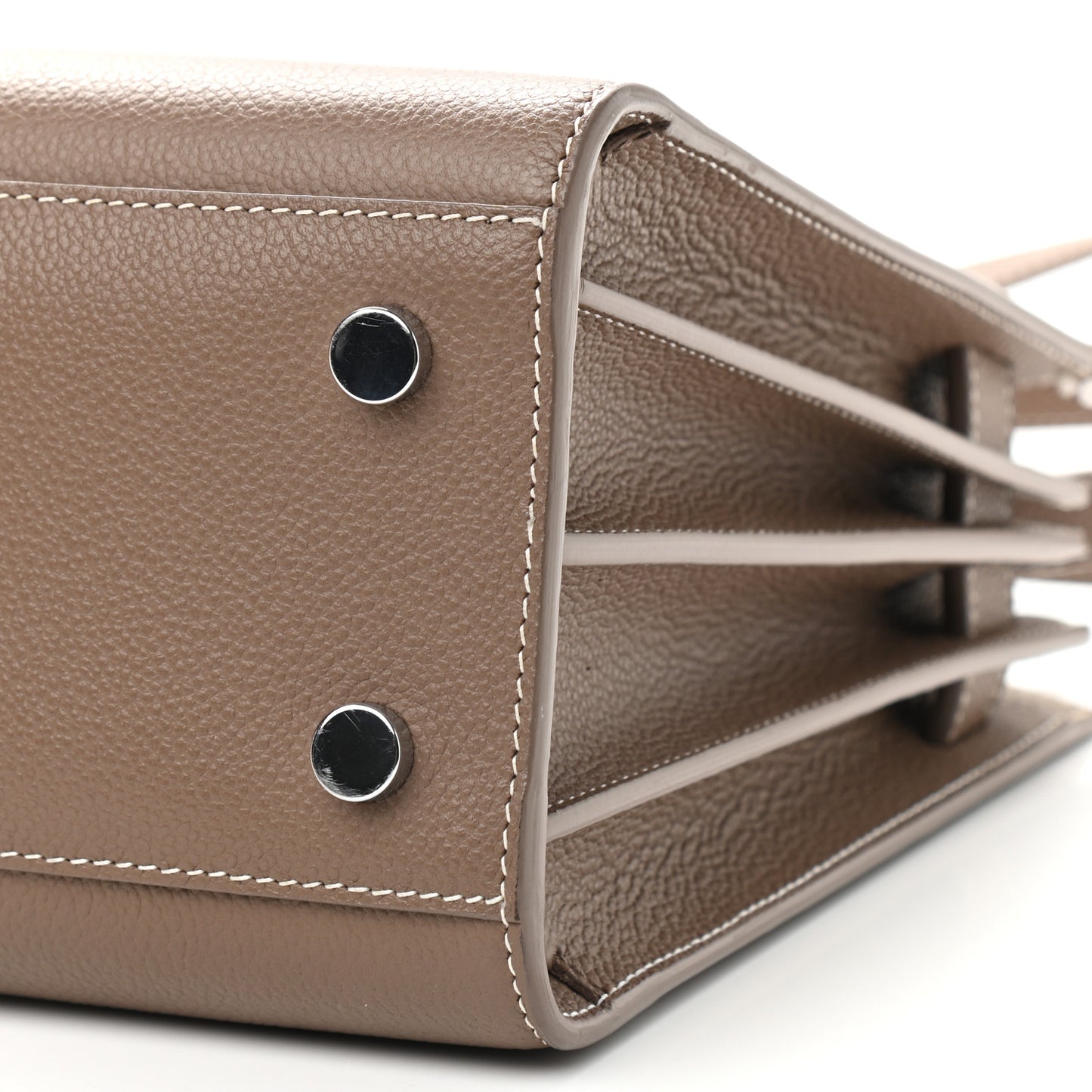Grained Calfskin Topstich Baby Sac De Jour Taupe