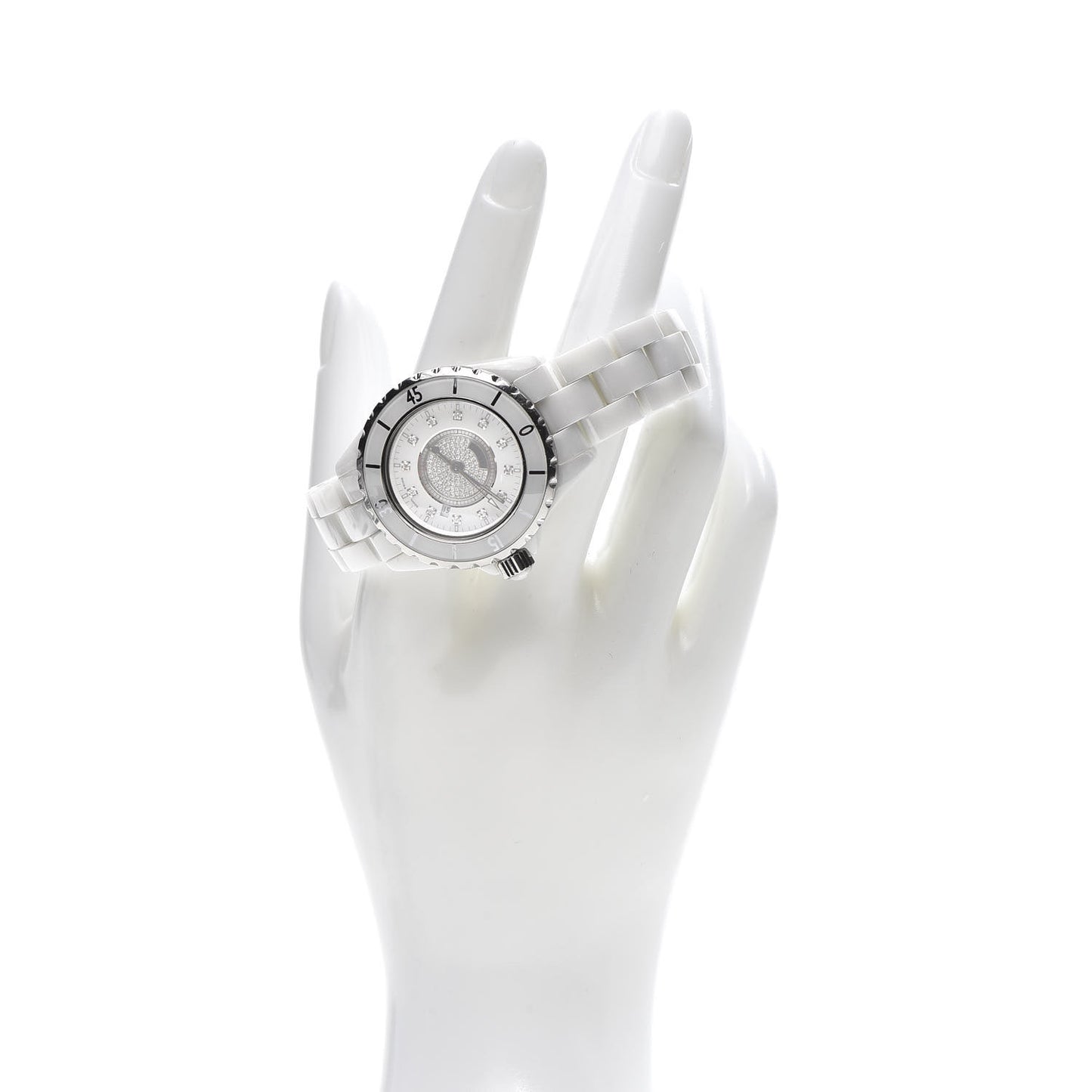 Stainless Steel Ceramic Diamond Dial 33mm J12 Quartz Watch White