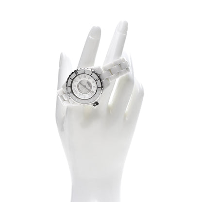 Chanel Stainless Steel Ceramic Diamond Dial 33mm J12 Quartz Watch White 2 of 8