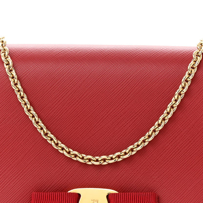 Salvatore Ferragamo Hammered Calfskin Mini Miss Vara Bow Chain Bag Rosso 7 of 11